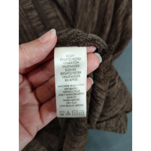 LOGO LORI GOLDSTEIN Womens Zip Cardigan 2X‎ Mixed Media Heather Brown Faux Suede - Picture 8 of 11